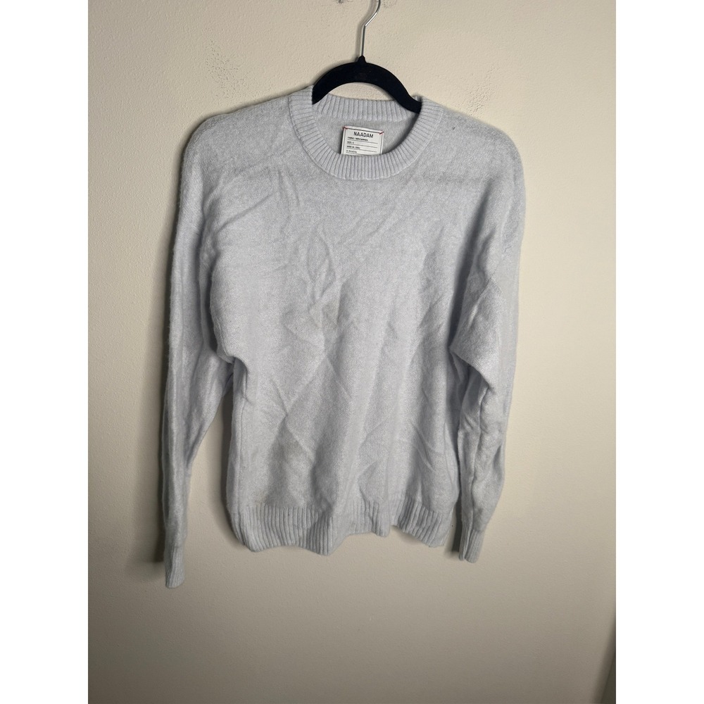 NAADAM Small Luxe Cashmere Crew Neck Reversible Knit Sweater Cement Gray - Picture 1 of 3